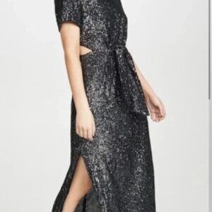 C/MEO Black/Silver Sequin Midi Formal Dress/ SMALL
